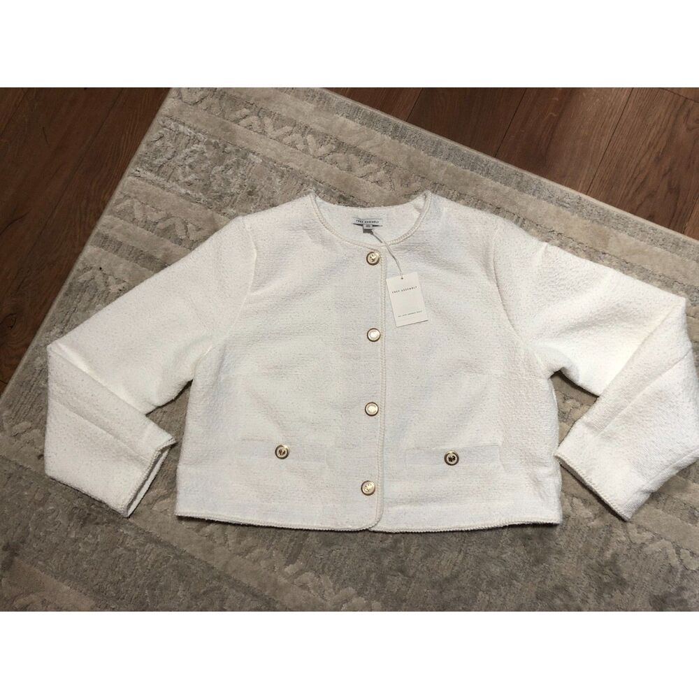 Woman's Size XXl Creme Collarless Nubby Jacket